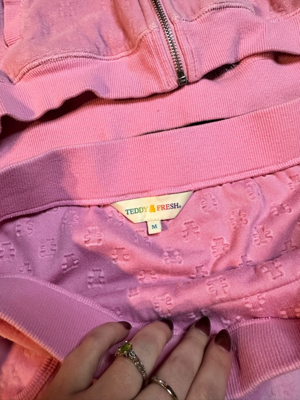 Teddy Fresh Pink Velour Hoodie & Skirt Set S/M - Picture 5 of 6